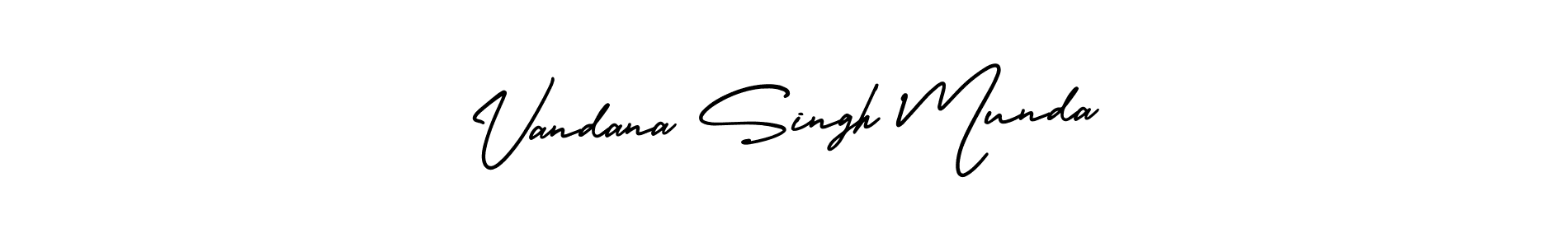 The best way (AmerikaSignatureDemo-Regular) to make a short signature is to pick only two or three words in your name. The name Vandana Singh Munda include a total of six letters. For converting this name. Vandana Singh Munda signature style 3 images and pictures png