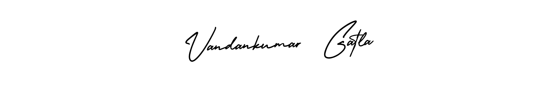 You should practise on your own different ways (AmerikaSignatureDemo-Regular) to write your name (Vandankumar  Gatla) in signature. don't let someone else do it for you. Vandankumar  Gatla signature style 3 images and pictures png