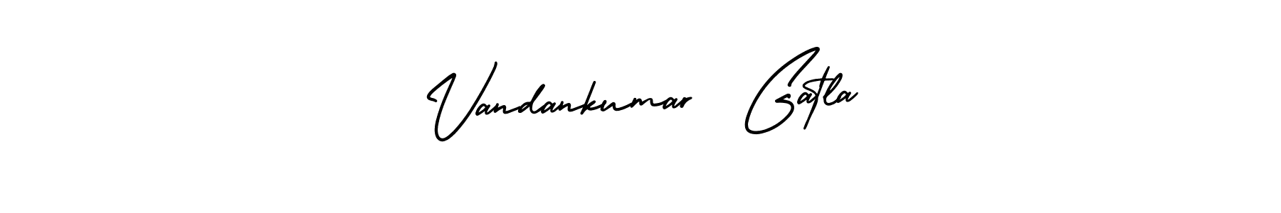 You should practise on your own different ways (AmerikaSignatureDemo-Regular) to write your name (Vandankumar  Gatla) in signature. don't let someone else do it for you. Vandankumar  Gatla signature style 3 images and pictures png