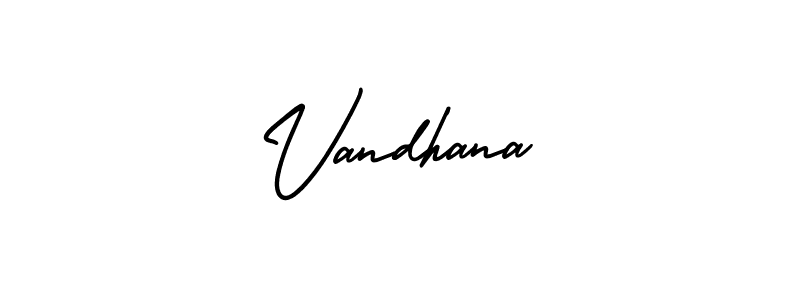 You should practise on your own different ways (AmerikaSignatureDemo-Regular) to write your name (Vandhana) in signature. don't let someone else do it for you. Vandhana signature style 3 images and pictures png