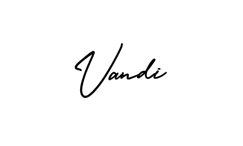 The best way (AmerikaSignatureDemo-Regular) to make a short signature is to pick only two or three words in your name. The name Vandi include a total of six letters. For converting this name. Vandi signature style 3 images and pictures png