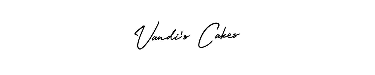 The best way (AmerikaSignatureDemo-Regular) to make a short signature is to pick only two or three words in your name. The name Vandi’s Cakes include a total of six letters. For converting this name. Vandi’s Cakes signature style 3 images and pictures png