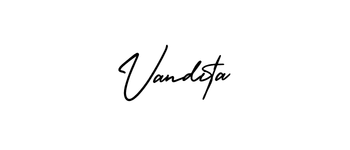 The best way (AmerikaSignatureDemo-Regular) to make a short signature is to pick only two or three words in your name. The name Vandita include a total of six letters. For converting this name. Vandita signature style 3 images and pictures png