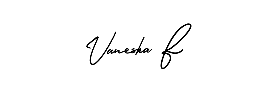 The best way (AmerikaSignatureDemo-Regular) to make a short signature is to pick only two or three words in your name. The name Vanesha F include a total of six letters. For converting this name. Vanesha F signature style 3 images and pictures png