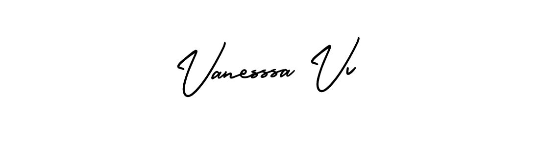 How to make Vanesssa Vv name signature. Use AmerikaSignatureDemo-Regular style for creating short signs online. This is the latest handwritten sign. Vanesssa Vv signature style 3 images and pictures png