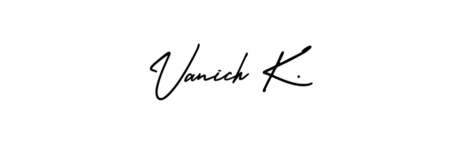 if you are searching for the best signature style for your name Vanich K.. so please give up your signature search. here we have designed multiple signature styles  using AmerikaSignatureDemo-Regular. Vanich K. signature style 3 images and pictures png