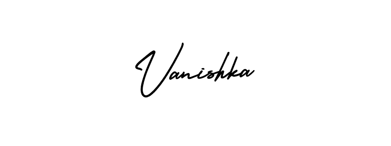 Vanishka stylish signature style. Best Handwritten Sign (AmerikaSignatureDemo-Regular) for my name. Handwritten Signature Collection Ideas for my name Vanishka. Vanishka signature style 3 images and pictures png