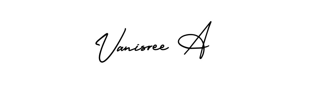 You should practise on your own different ways (AmerikaSignatureDemo-Regular) to write your name (Vanisree A) in signature. don't let someone else do it for you. Vanisree A signature style 3 images and pictures png