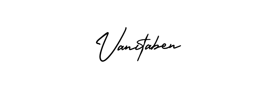 How to make Vanitaben name signature. Use AmerikaSignatureDemo-Regular style for creating short signs online. This is the latest handwritten sign. Vanitaben signature style 3 images and pictures png