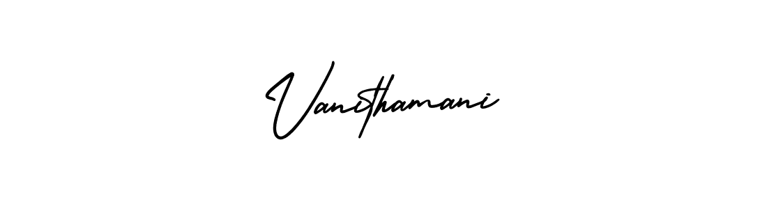 Vanithamani stylish signature style. Best Handwritten Sign (AmerikaSignatureDemo-Regular) for my name. Handwritten Signature Collection Ideas for my name Vanithamani. Vanithamani signature style 3 images and pictures png
