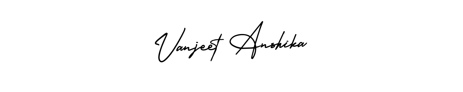 This is the best signature style for the Vanjeet Anshika name. Also you like these signature font (AmerikaSignatureDemo-Regular). Mix name signature. Vanjeet Anshika signature style 3 images and pictures png