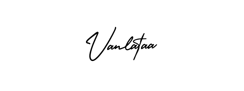 The best way (AmerikaSignatureDemo-Regular) to make a short signature is to pick only two or three words in your name. The name Vanlataa include a total of six letters. For converting this name. Vanlataa signature style 3 images and pictures png