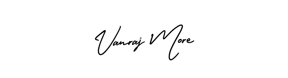 The best way (AmerikaSignatureDemo-Regular) to make a short signature is to pick only two or three words in your name. The name Vanraj More include a total of six letters. For converting this name. Vanraj More signature style 3 images and pictures png