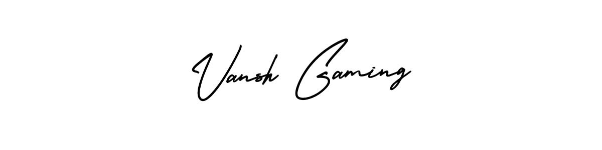 The best way (AmerikaSignatureDemo-Regular) to make a short signature is to pick only two or three words in your name. The name Vansh Gaming include a total of six letters. For converting this name. Vansh Gaming signature style 3 images and pictures png
