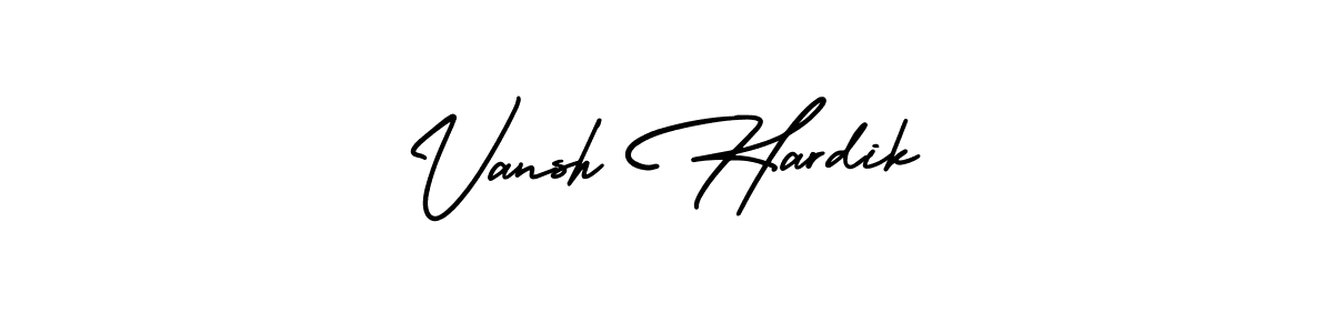 The best way (AmerikaSignatureDemo-Regular) to make a short signature is to pick only two or three words in your name. The name Vansh Hardik include a total of six letters. For converting this name. Vansh Hardik signature style 3 images and pictures png