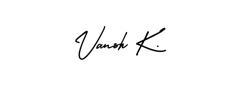 The best way (AmerikaSignatureDemo-Regular) to make a short signature is to pick only two or three words in your name. The name Vansh K. include a total of six letters. For converting this name. Vansh K. signature style 3 images and pictures png