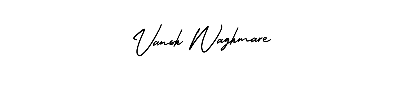 You should practise on your own different ways (AmerikaSignatureDemo-Regular) to write your name (Vansh Waghmare) in signature. don't let someone else do it for you. Vansh Waghmare signature style 3 images and pictures png