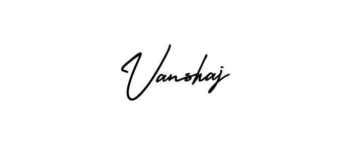 You should practise on your own different ways (AmerikaSignatureDemo-Regular) to write your name (Vanshaj) in signature. don't let someone else do it for you. Vanshaj signature style 3 images and pictures png