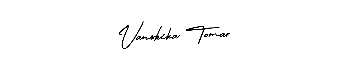 How to make Vanshika Tomar signature? AmerikaSignatureDemo-Regular is a professional autograph style. Create handwritten signature for Vanshika Tomar name. Vanshika Tomar signature style 3 images and pictures png