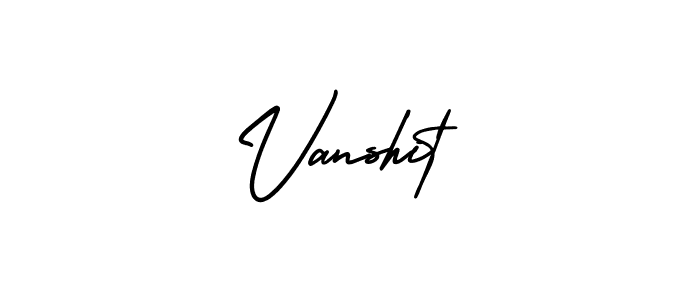 You should practise on your own different ways (AmerikaSignatureDemo-Regular) to write your name (Vanshit) in signature. don't let someone else do it for you. Vanshit signature style 3 images and pictures png