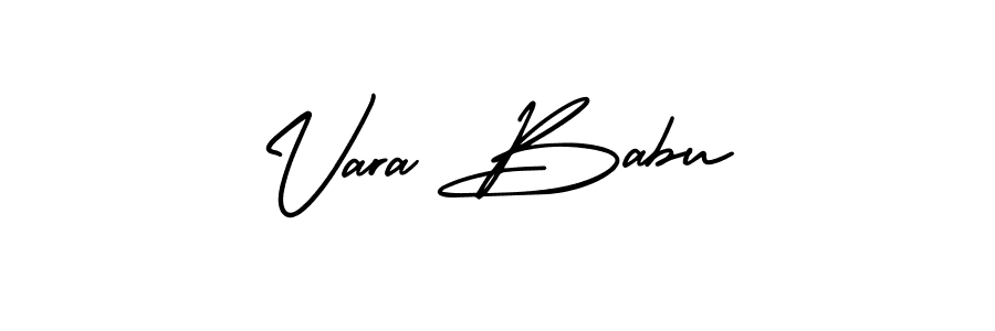 The best way (AmerikaSignatureDemo-Regular) to make a short signature is to pick only two or three words in your name. The name Vara Babu include a total of six letters. For converting this name. Vara Babu signature style 3 images and pictures png