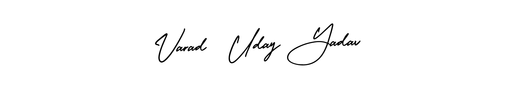 Similarly AmerikaSignatureDemo-Regular is the best handwritten signature design. Signature creator online .You can use it as an online autograph creator for name Varad  Uday Yadav. Varad  Uday Yadav signature style 3 images and pictures png