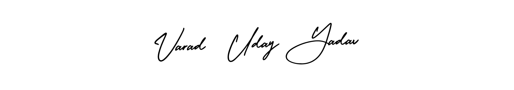 Similarly AmerikaSignatureDemo-Regular is the best handwritten signature design. Signature creator online .You can use it as an online autograph creator for name Varad  Uday Yadav. Varad  Uday Yadav signature style 3 images and pictures png