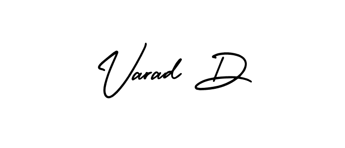 How to make Varad D name signature. Use AmerikaSignatureDemo-Regular style for creating short signs online. This is the latest handwritten sign. Varad D signature style 3 images and pictures png