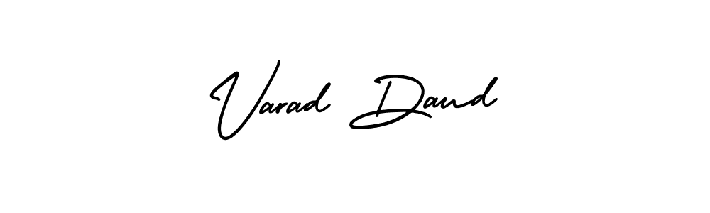 The best way (AmerikaSignatureDemo-Regular) to make a short signature is to pick only two or three words in your name. The name Varad Daud include a total of six letters. For converting this name. Varad Daud signature style 3 images and pictures png