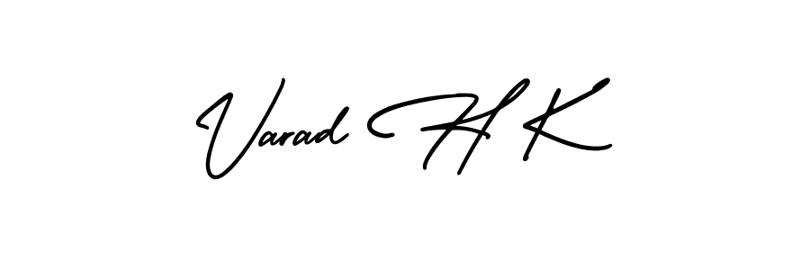 This is the best signature style for the Varad H K name. Also you like these signature font (AmerikaSignatureDemo-Regular). Mix name signature. Varad H K signature style 3 images and pictures png