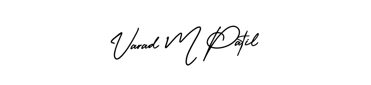 This is the best signature style for the Varad M Patil name. Also you like these signature font (AmerikaSignatureDemo-Regular). Mix name signature. Varad M Patil signature style 3 images and pictures png