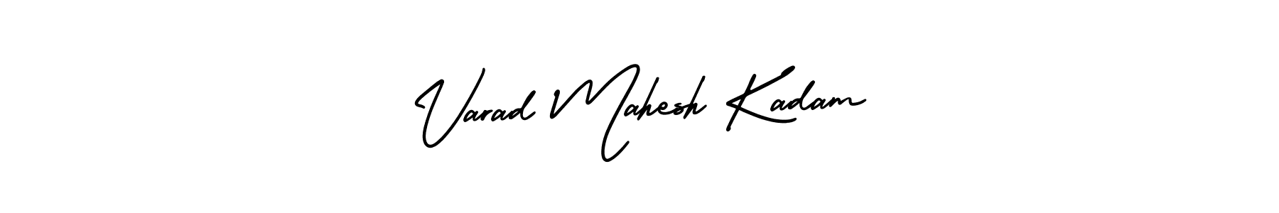 You should practise on your own different ways (AmerikaSignatureDemo-Regular) to write your name (Varad Mahesh Kadam) in signature. don't let someone else do it for you. Varad Mahesh Kadam signature style 3 images and pictures png