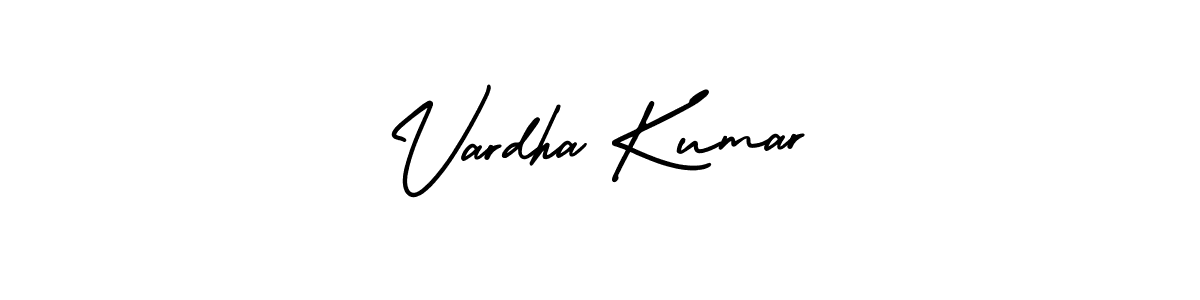 You should practise on your own different ways (AmerikaSignatureDemo-Regular) to write your name (Vardha Kumar) in signature. don't let someone else do it for you. Vardha Kumar signature style 3 images and pictures png