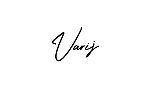 The best way (AmerikaSignatureDemo-Regular) to make a short signature is to pick only two or three words in your name. The name Varij include a total of six letters. For converting this name. Varij signature style 3 images and pictures png