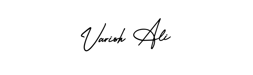 You should practise on your own different ways (AmerikaSignatureDemo-Regular) to write your name (Varish Ali) in signature. don't let someone else do it for you. Varish Ali signature style 3 images and pictures png
