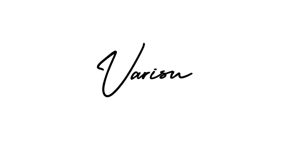 You should practise on your own different ways (AmerikaSignatureDemo-Regular) to write your name (Varisu) in signature. don't let someone else do it for you. Varisu signature style 3 images and pictures png