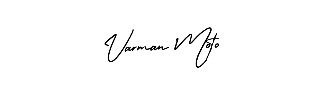 How to make Varman Moto name signature. Use AmerikaSignatureDemo-Regular style for creating short signs online. This is the latest handwritten sign. Varman Moto signature style 3 images and pictures png