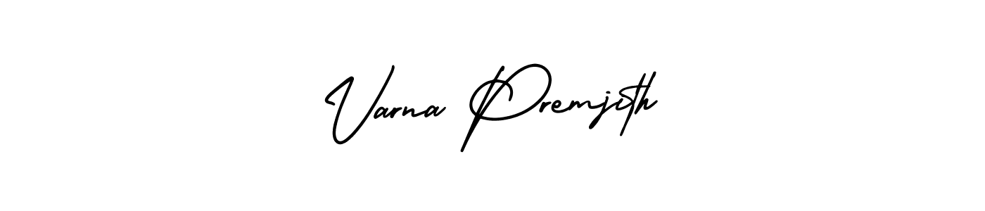 How to Draw Varna Premjith signature style? AmerikaSignatureDemo-Regular is a latest design signature styles for name Varna Premjith. Varna Premjith signature style 3 images and pictures png