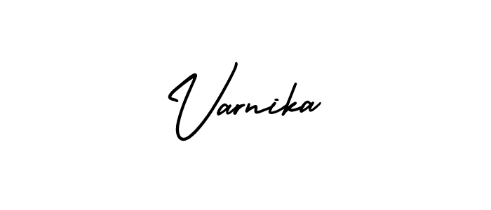 How to make Varnika name signature. Use AmerikaSignatureDemo-Regular style for creating short signs online. This is the latest handwritten sign. Varnika signature style 3 images and pictures png