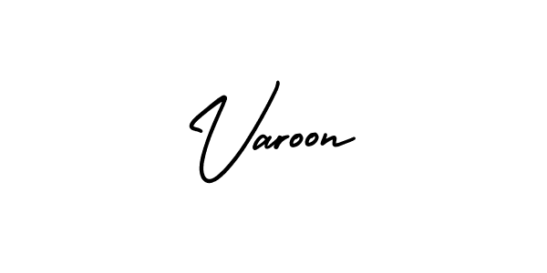 The best way (AmerikaSignatureDemo-Regular) to make a short signature is to pick only two or three words in your name. The name Varoon include a total of six letters. For converting this name. Varoon signature style 3 images and pictures png