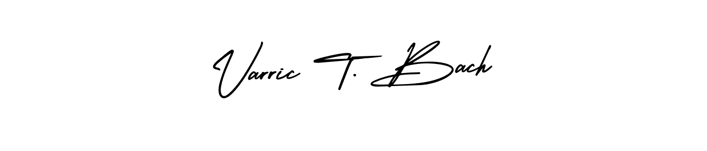 AmerikaSignatureDemo-Regular is a professional signature style that is perfect for those who want to add a touch of class to their signature. It is also a great choice for those who want to make their signature more unique. Get Varric T. Bach name to fancy signature for free. Varric T. Bach signature style 3 images and pictures png