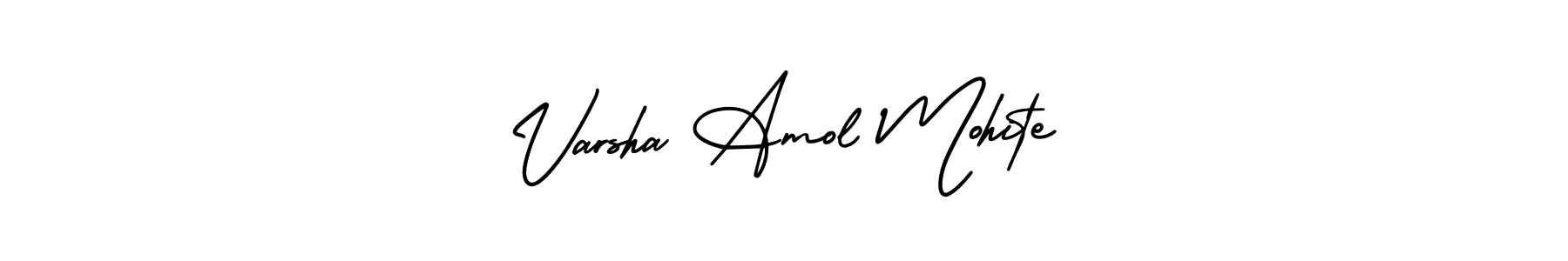 This is the best signature style for the Varsha Amol Mohite name. Also you like these signature font (AmerikaSignatureDemo-Regular). Mix name signature. Varsha Amol Mohite signature style 3 images and pictures png