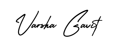You should practise on your own different ways (AmerikaSignatureDemo-Regular) to write your name (Varsha Gavit) in signature. Don't let someone else do it for you. Varsha Gavit signature style 3 images and pictures png