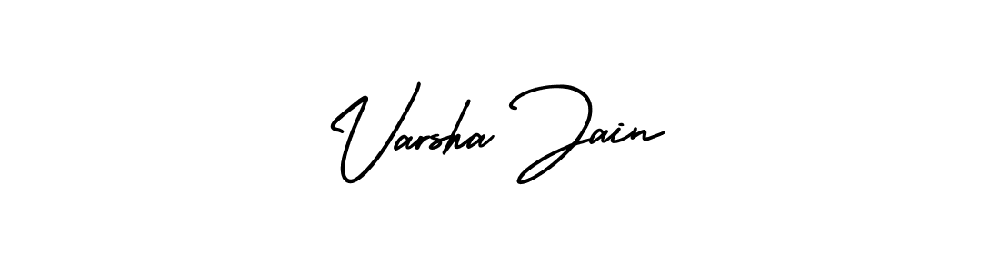 This is the best signature style for the Varsha Jain name. Also you like these signature font (AmerikaSignatureDemo-Regular). Mix name signature. Varsha Jain signature style 3 images and pictures png