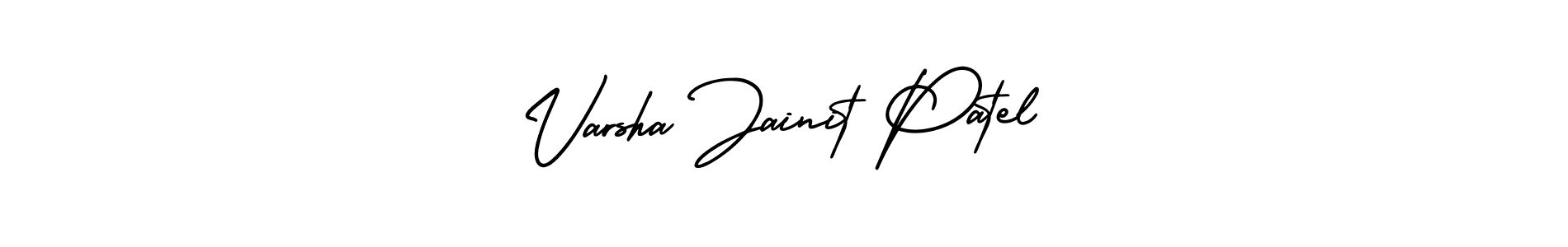 The best way (AmerikaSignatureDemo-Regular) to make a short signature is to pick only two or three words in your name. The name Varsha Jainit Patel include a total of six letters. For converting this name. Varsha Jainit Patel signature style 3 images and pictures png