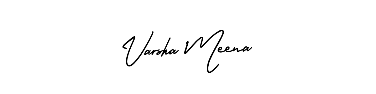Similarly AmerikaSignatureDemo-Regular is the best handwritten signature design. Signature creator online .You can use it as an online autograph creator for name Varsha Meena. Varsha Meena signature style 3 images and pictures png
