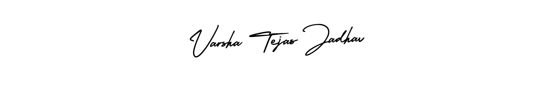 See photos of Varsha Tejas Jadhav official signature by Spectra . Check more albums & portfolios. Read reviews & check more about AmerikaSignatureDemo-Regular font. Varsha Tejas Jadhav signature style 3 images and pictures png