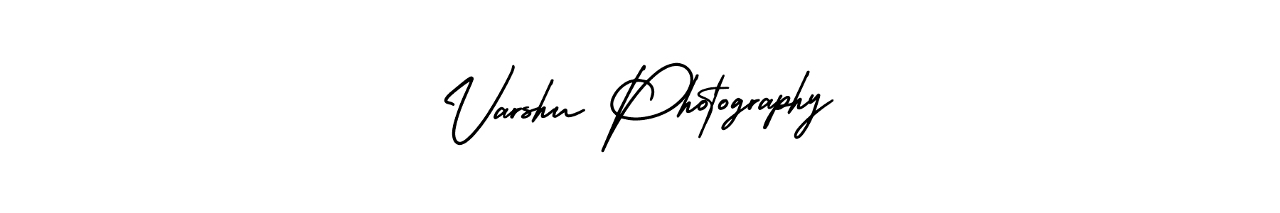 You should practise on your own different ways (AmerikaSignatureDemo-Regular) to write your name (Varshu Photography) in signature. don't let someone else do it for you. Varshu Photography signature style 3 images and pictures png