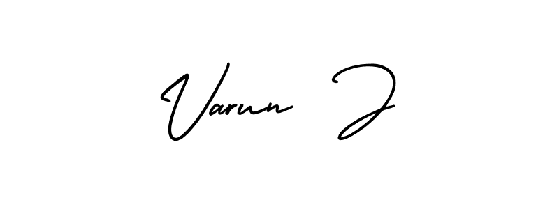 The best way (AmerikaSignatureDemo-Regular) to make a short signature is to pick only two or three words in your name. The name Varun  J include a total of six letters. For converting this name. Varun  J signature style 3 images and pictures png