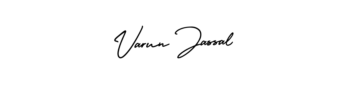 You should practise on your own different ways (AmerikaSignatureDemo-Regular) to write your name (Varun Jassal) in signature. don't let someone else do it for you. Varun Jassal signature style 3 images and pictures png